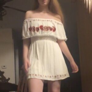 Urban Outfitters Dizzy Lizzy Floral Embroidered Off Shoulder Mini Dress Size S